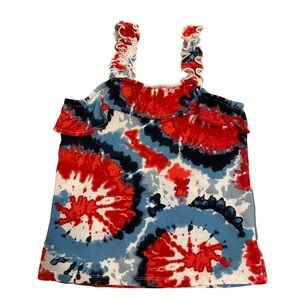The Children’s Place Americana Patriotic Red White Blue Tie Dye Shirt Size M